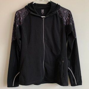 Title Nine Hooded Zip-up Running Jacket with Unique Reflective Details, Size M
